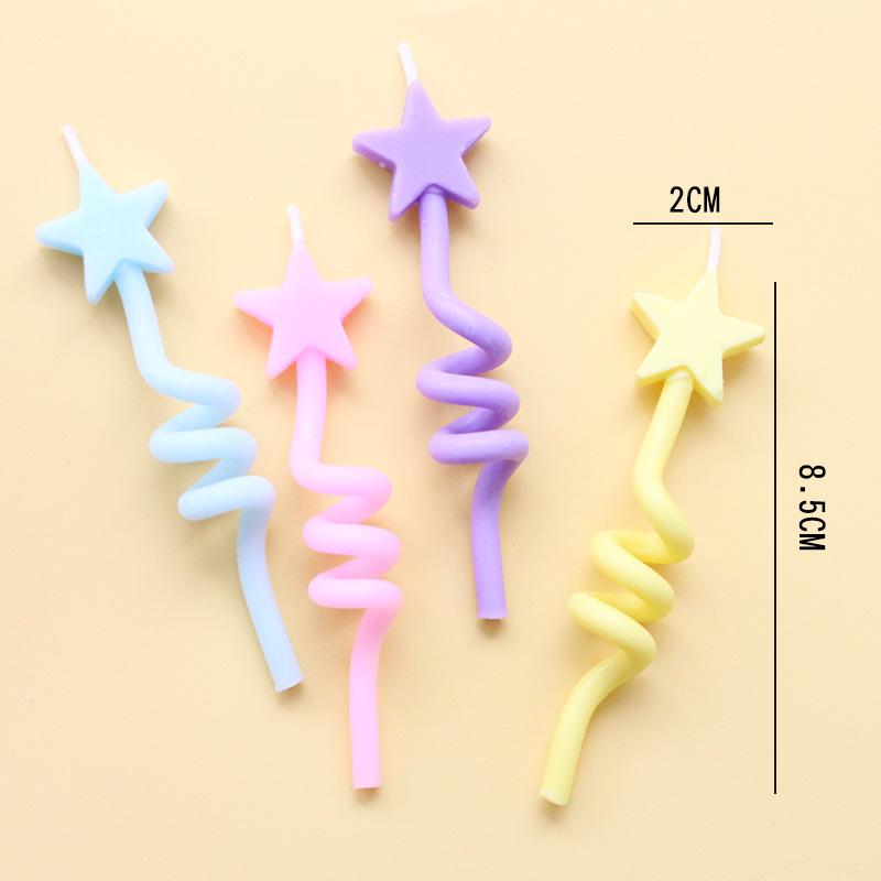 New Birthday Cake Candle Ins Style Retro Love Five-pointed Star Twist Candle Colorful Cartoon Balloon Candle