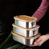 Nieuwe 304 roestvrijstalen lunchbox met bamboedeksel, Japanse stijl bewaardoos met deksel, lunchbox, lunchbox, voedselbewaardoos