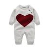 Ins Red Heart Baby Knit Romper: Pure Cotton Spring & Autumn Sweater, Infant Winter Crawling Outfit with Plush Warmth