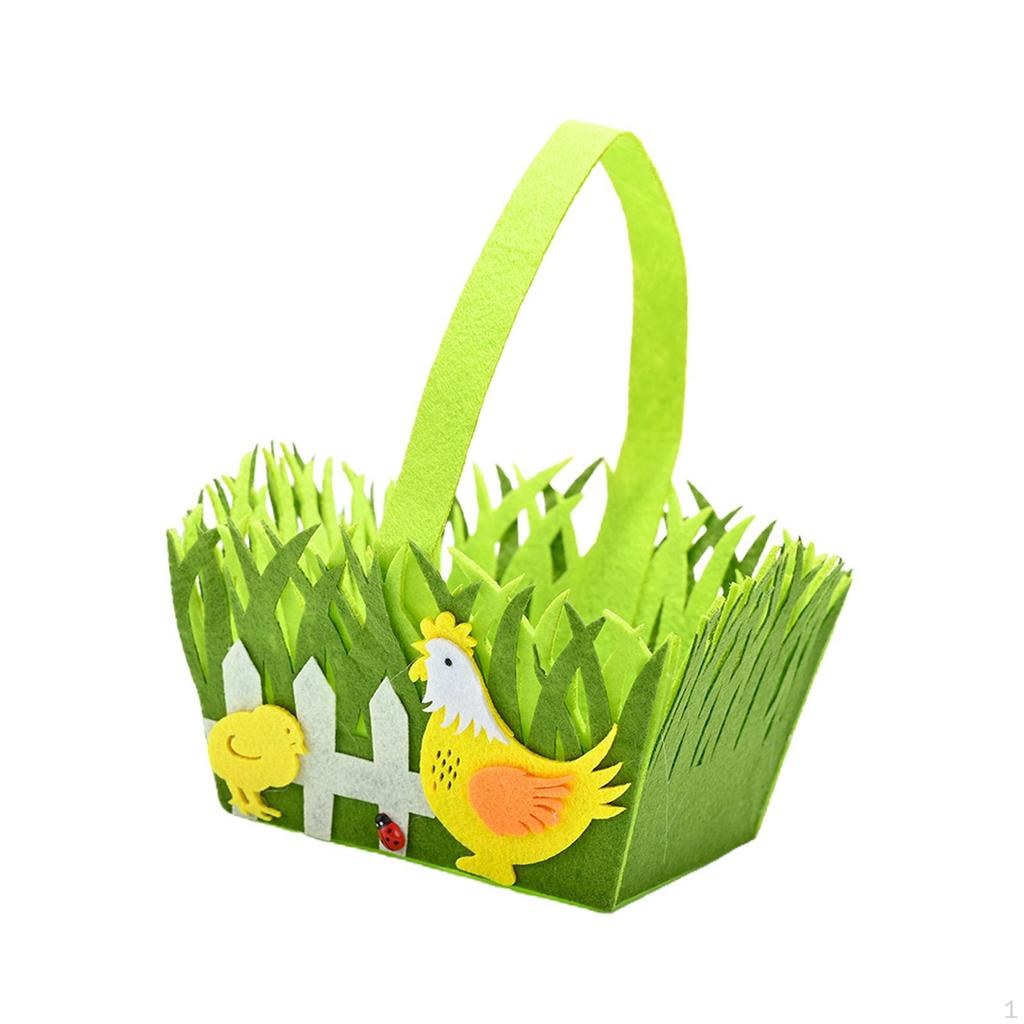 Bellissimo Cesto Porta Caramelle Uovo di Pasqua con Manico, Tessuto Non Tessuto, Fantasia Carina, Bomboniera,