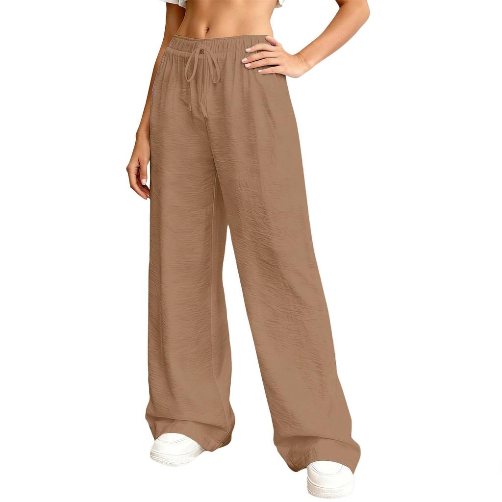 Women's Loose-fitting Wide-leg Pants, Casual Loose-fitting Pants, High-elastic Waistband, Long Pants With Pockets