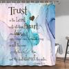 Inspirational Quote Shower Curtain Bible Verse Motivational Quote Bath Curtain Ink Paint Pink Teal Marble Abstract Bathtub Decor