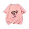 Kids Cotton T Shirt Charming Girl With Pink Unicorn Print Crew Neck Short Sleeve Tee Casual Boys Girls Summer Tops