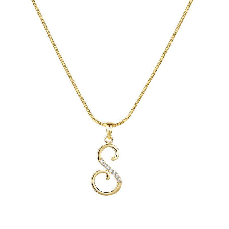 Europe and America Cross Border 26 Letters Copper Inlaid Zircon Snake Chain Necklace Letter Gold Pendant Creative Minimalist Letters