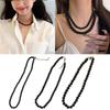 Strands Choker Necklace Black Pearls Necklace Simulated Pearl Choker Necklace Jewelry Gift Women Unique Clavicle Chain