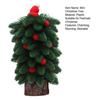 Tabletop Mini Christmas Tree Small Artificial Pine Tree with Wooden Base And Red Balls for Indoor Home Kitchen Dining Table Decor