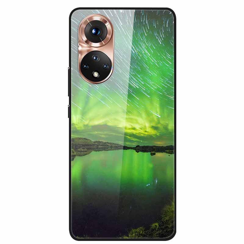 For Honor 50 Case Cartoon Tempered Glass Back Cover Hard Case For Huawei Honor 50 Pro Phone Cases NTH-AN00 NTH-NX9 Fundas Coque