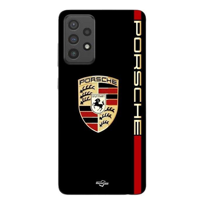 Coque Pour Samsung Galaxy A73 PORSCHE logo rouge et dorée fond noir Maniacase