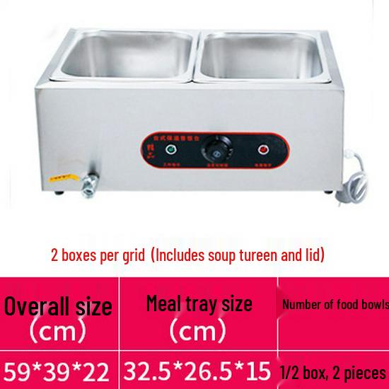Stainless Steel Electric Food Warming Table - Multi-Functional Countertop Heater for Soups & Dishes.