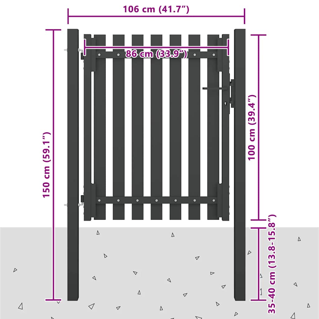 Steel Garden Gate 100 x 100 cm Anthracite