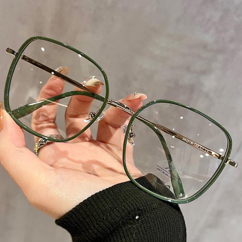 Retro Square Large-Frame Plain-Colored Anti-Blue-Light Glasses Myopia Glasses For Men And Women Mh9060