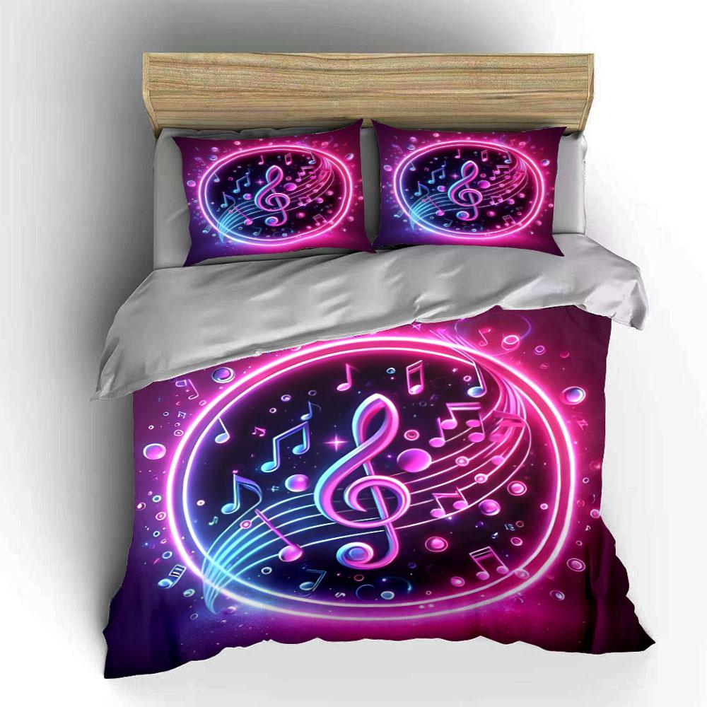 Music-Themed Decorative Set for Events Soft Skin-Friendly Bedding Set Includes 1 Duvet Cover And 2 Pillowcase Gift