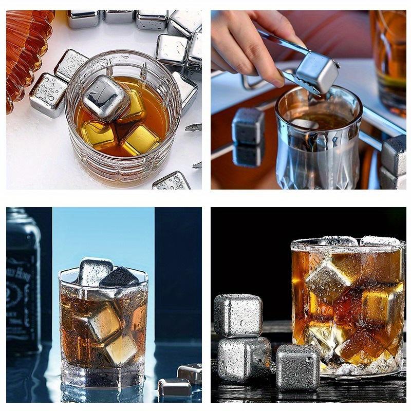 4/6/8 Pcs Stainless Steel Whiskey Stones Ice Cubes Wine beer Cooler Bar Whisky Rock Cooler Chilling Stone Rocks for Beer Wine