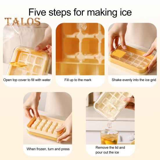 Ice Cube Tray with Lid 15 Cubes Ice Grid Easy-Release Silicone Bottom Stackable Ice Trays for Freezer