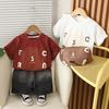 Boys' Set Summer Short Sleeved Printed Letter T-shirt Children's Set Summer T-shirt+shorts Two-piece Set