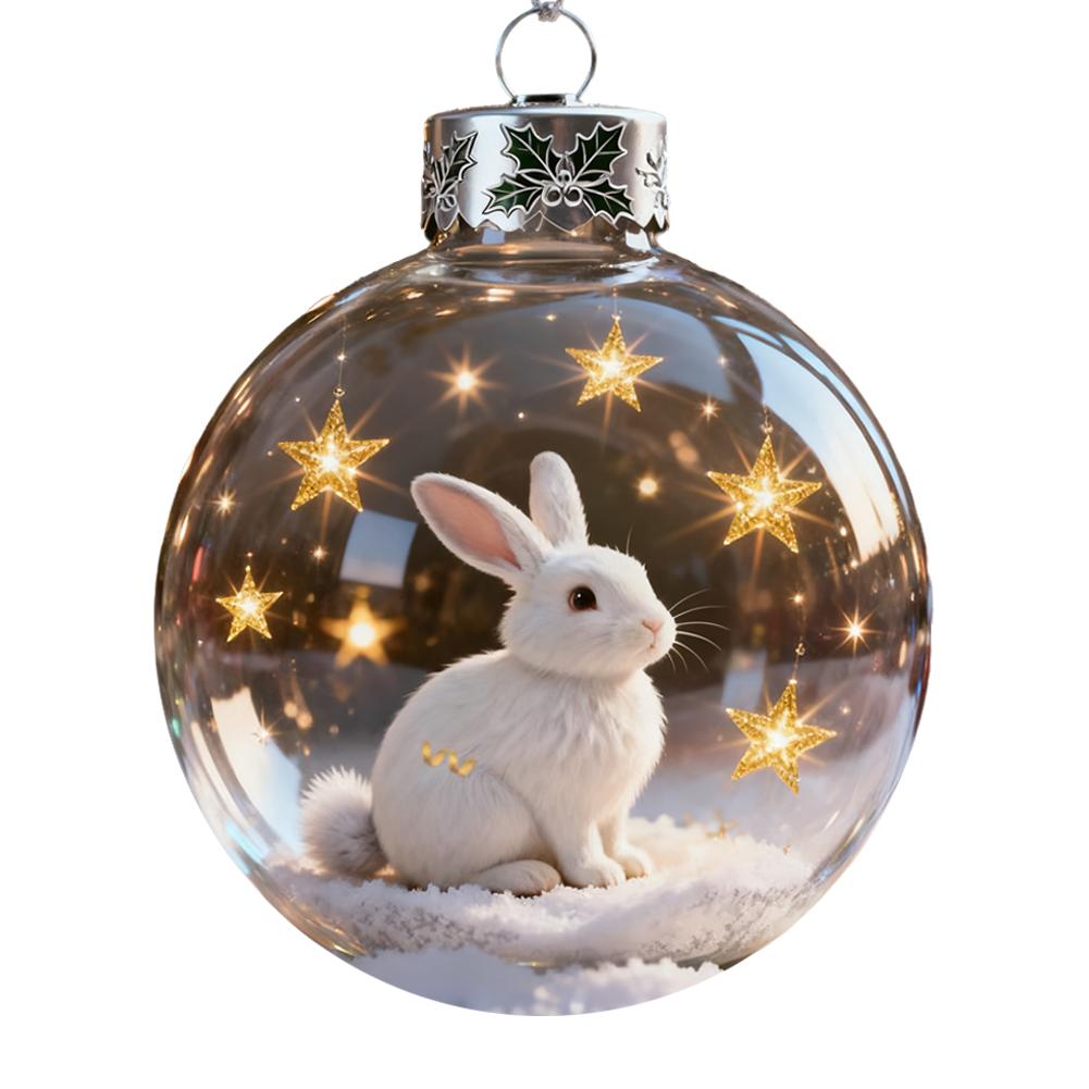 3D Crystal Ball, Wildlife Wonders Ornament Collection Set,2D Forest Animal Christmas Tree Pendant Festive Atmosphere Decoration