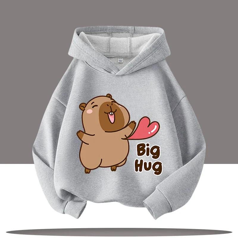 Autumn and Winter Warm Children's Hoodie Capibara Koala Pattern Girls' Hoodie Pullover Comfortable Children's Top