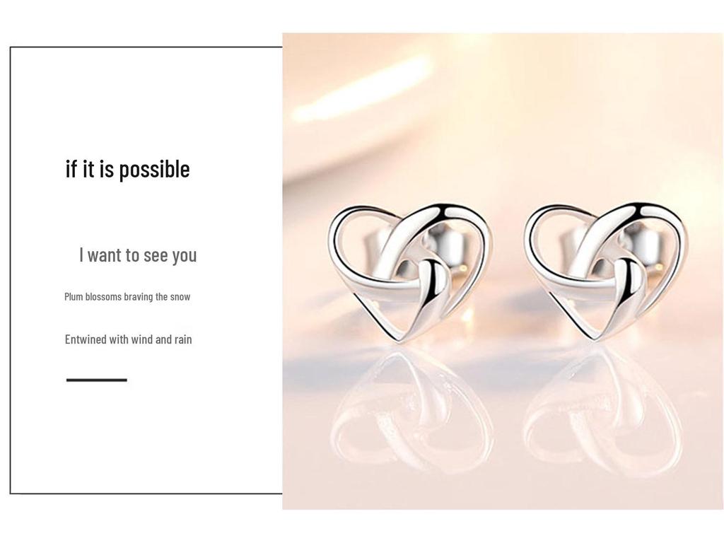 Higu E0046 S925 Silver Hollow Heart-Shaped Cartilage Stud Earrings