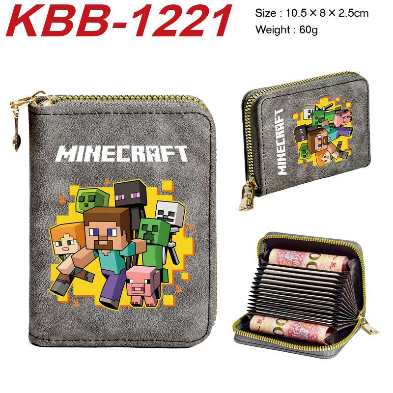 Minecraft Accordion Card Wallet Multi-Slot Zip Coin Purse Durable Large Capacity ID Holder 1pcs