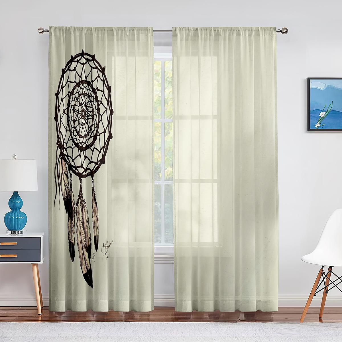 Ловец снов Перо Фиолетовый Прозрачный Вуаль Шторы для Гостиной Домашний Декор Кухни — фото 14