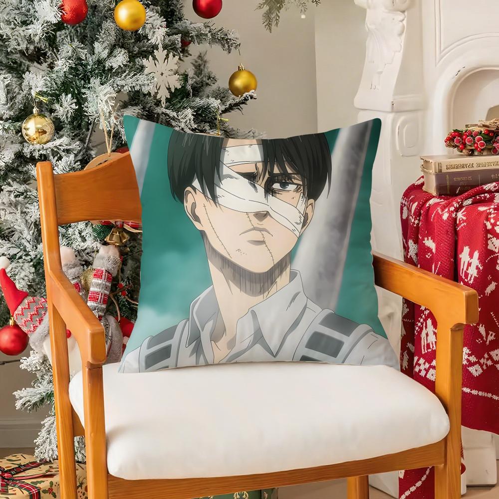Anime Levi Ackerman Attack On TitanT Silky Short Plush with Invisible Zipper Dustproof Sofa Cushion Cover for Home Decor