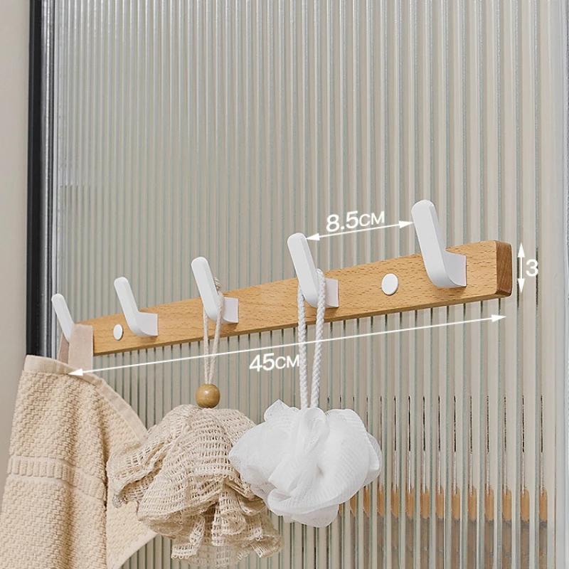 Beech Towel Rack No Punch Bathroom Shelf Toilet Wall Mounted Washroom Storage Organizer Bath Towel Holder Bathroom Accessories