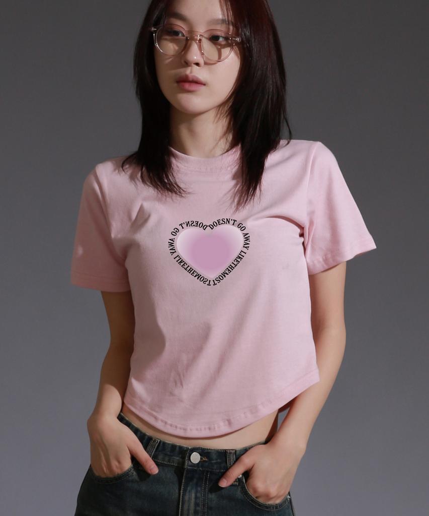 LIKE THE MOST Pink Sky Heart Round Cut Short Sleeve T-Shirt_3 Colors