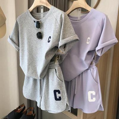 Dames zomer casual korte mouwen en shorts tweedelig setje
