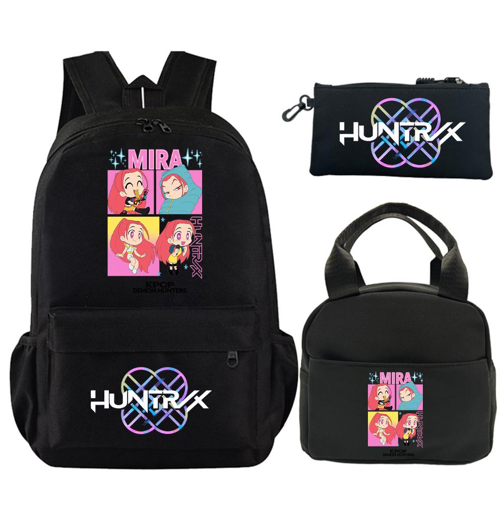 3 st/set Anime Tryckt Ryggsäck med Axelväska Pennfodral för Tonåring Student Pojke Flicka Skolväska Stor Kapacitet Vattentät Bokväska Barnpresent