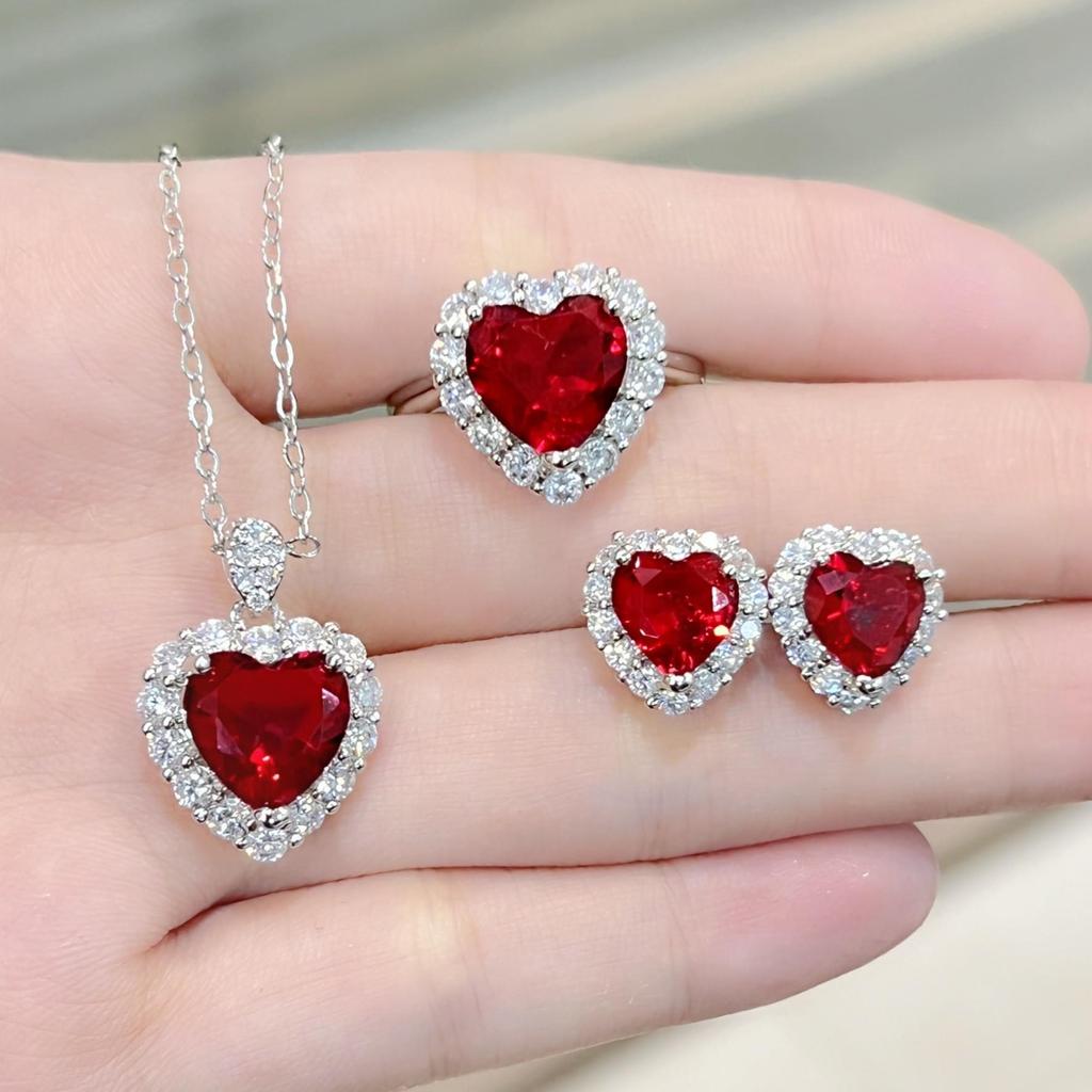 Multicolor Gemstone Queen Crown Necklace, Ring, Earrings & Pendant Set for Women