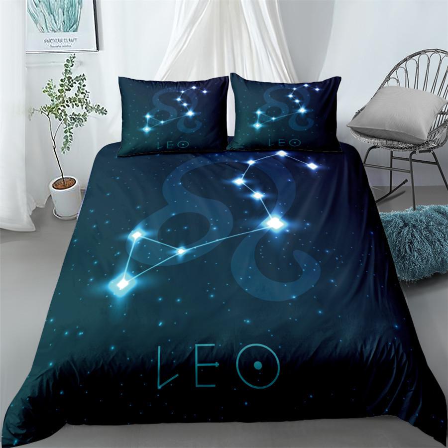 Skorpion Bettbezug Set 12 Sternbild Bettwäsche Set Weltraum Galaxie Sternenhimmel Polyester Bettdeckenbezug King Queen Größe