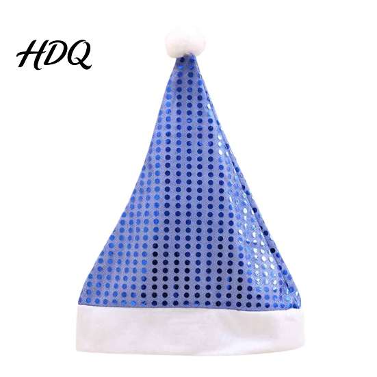 Comfortable Holiday Hat Sequined Santa for Adults Sparkling Christmas Hat Festive Party Adult Costume with Pompom New Year Celebrations Shiny