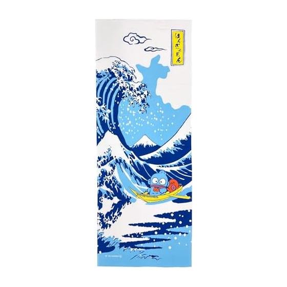 Sanrio Japanese Pattern Tenugui Hangyodon  The Great Wave off Kanagawa  Present Made in Japan