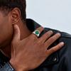 High Quality Natural Stone Ring for Men,Stainless Steel Turquoise Green Doling Signet Ring,Punk Jewelry Gift