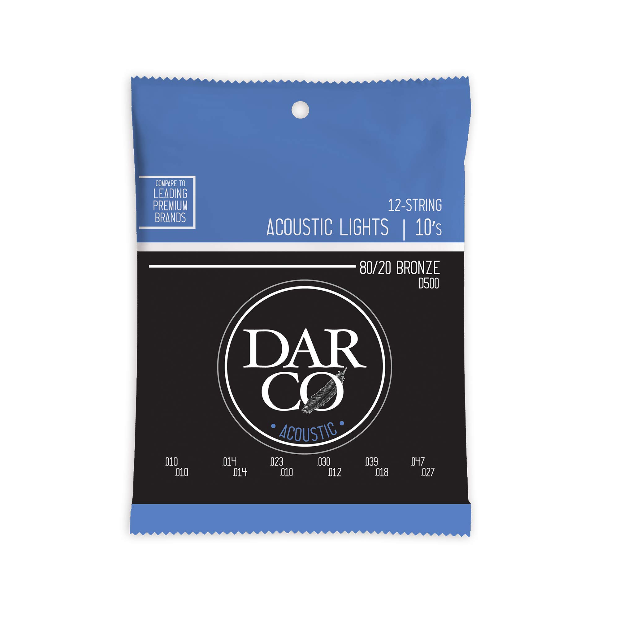 

DARCO Acoustic Guitar Strings, Darco Acoustic D500 12 Stg, Light (8020 Bronze), .010-.047