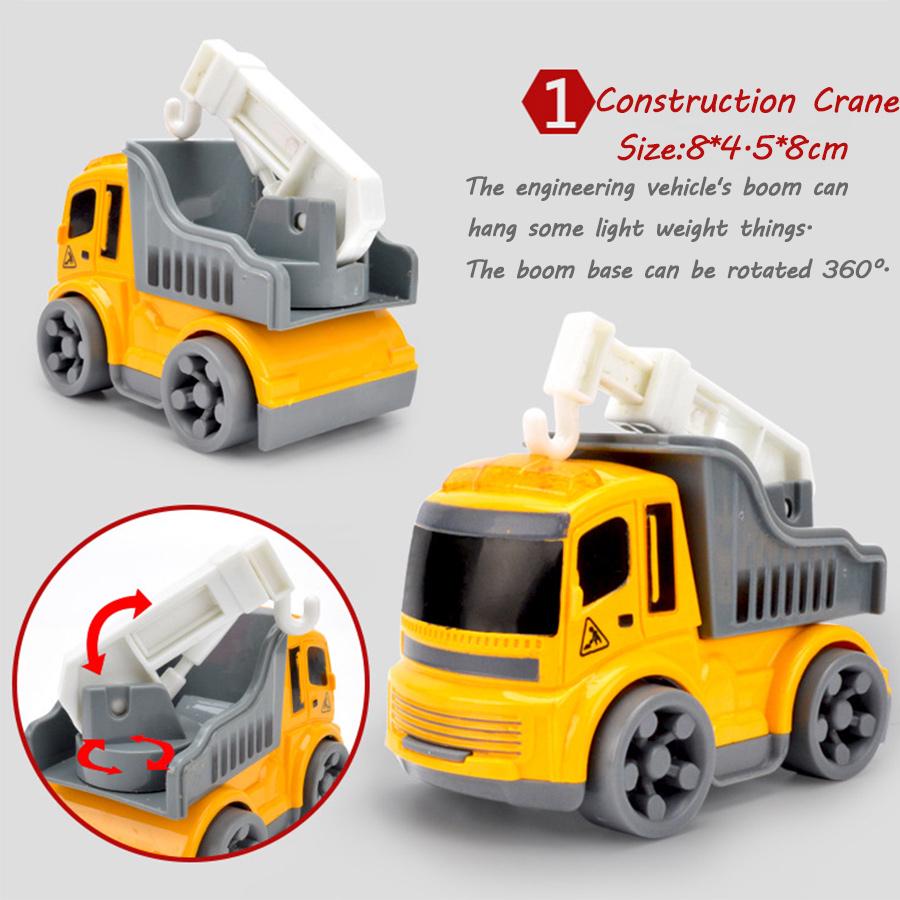 3 Kinds Inertial Engineering Vehicles Mini Model Toy Diecast Alloy Excavator Crane Bulldozer Pull Back for Boy Toys Gift for Kid