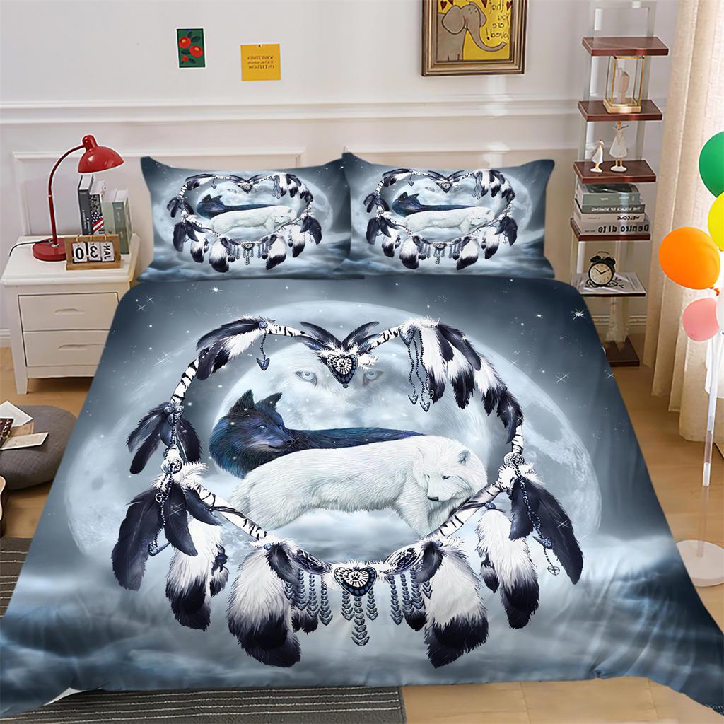 Duvet Cover Set Cat Wolf Bedroom Decor Bedding Cover Suit Pillowcase