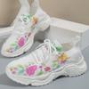 Fashion Leisure Flower Sports Single Shoes Women Spring Autumn Platform New Fashion Comfortable Breathable Lace Up Sneakers for Women