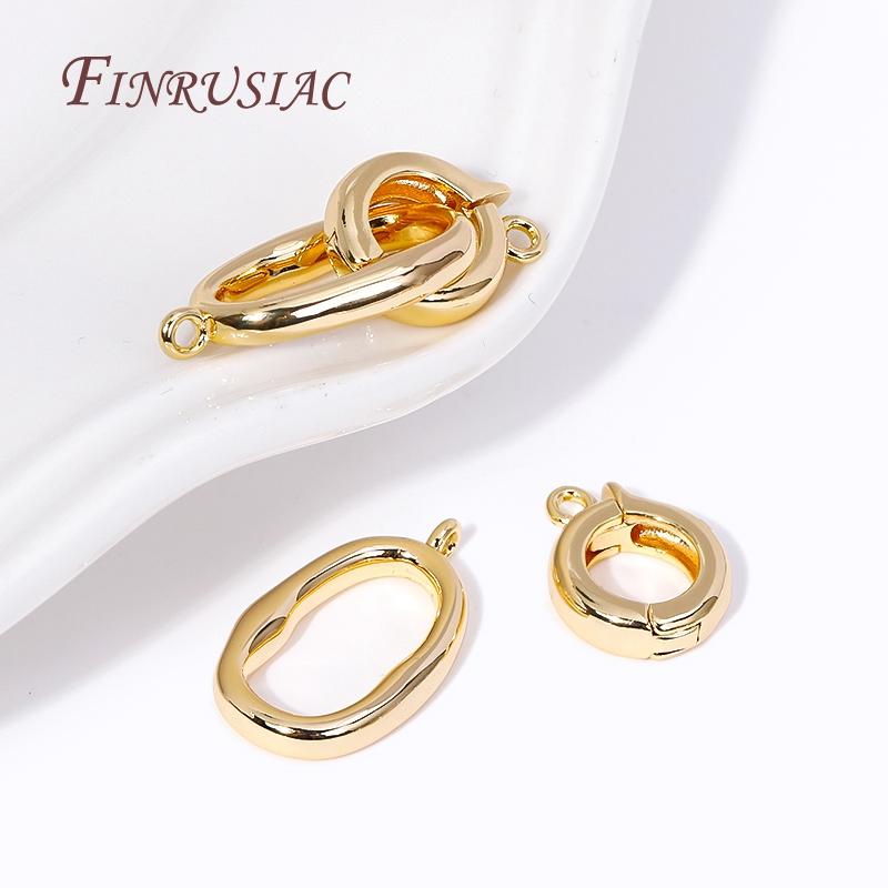18K Gold Plated Brass Round Connector Clasps For Necklaces Bracelet Jewelry Making Supplies DIY Findings Accessories