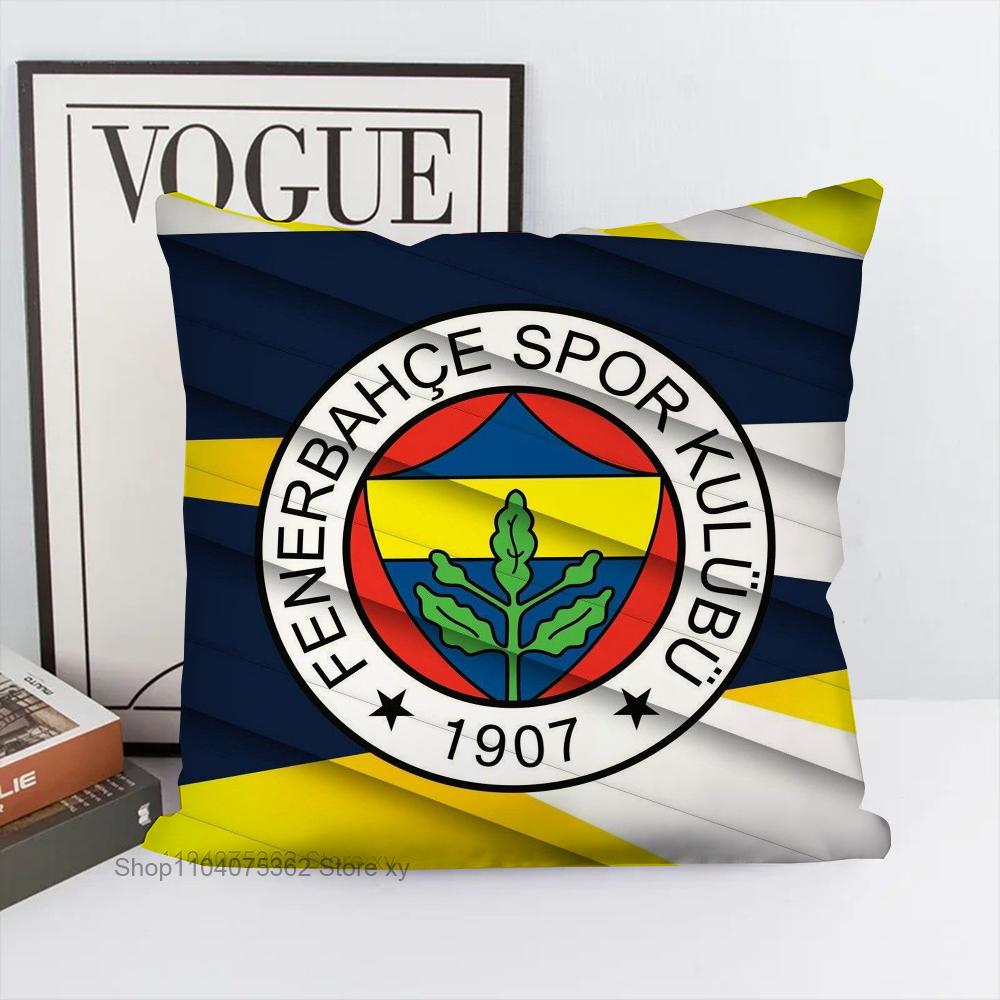 F-F Fenerbahce Federa Lusso Quadrata Camera da Letto Divano Cuscino Comfort per il Tempo Libero Auto Soggiorno Decorazione Casa