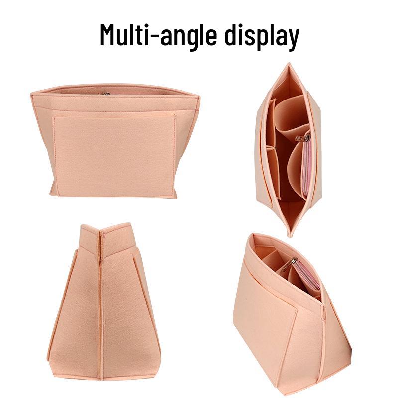 Large Capacity Thickened Felt Cosmetic Bag with Compartments - Customizable Medium Size Dumpling Bag