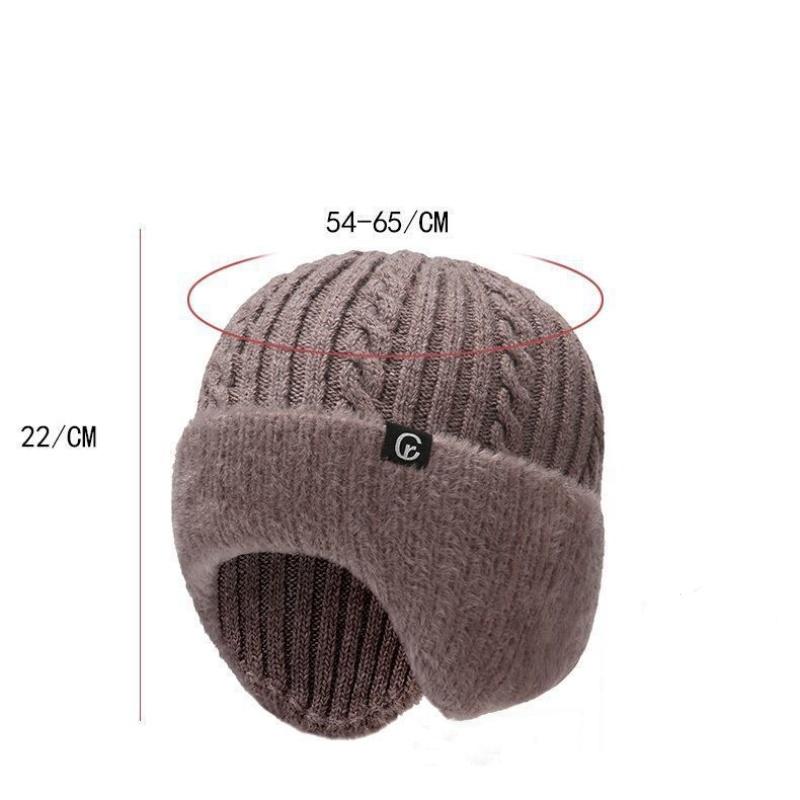 Outdoor Men Autumn Winter Knitted Hat  Casual Warm Bomber Hats Cycling Ear Protection Hats Elderly Cold Thick Cap