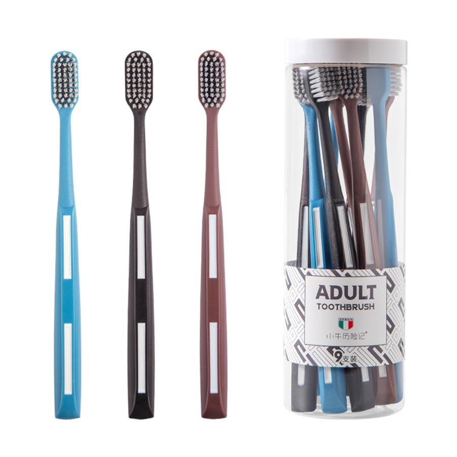 9Pcs/set Hard Bristled Manual Toothbrush Suitable For Men Adult Home Teeth Deep Cleaning Brush Oral Care