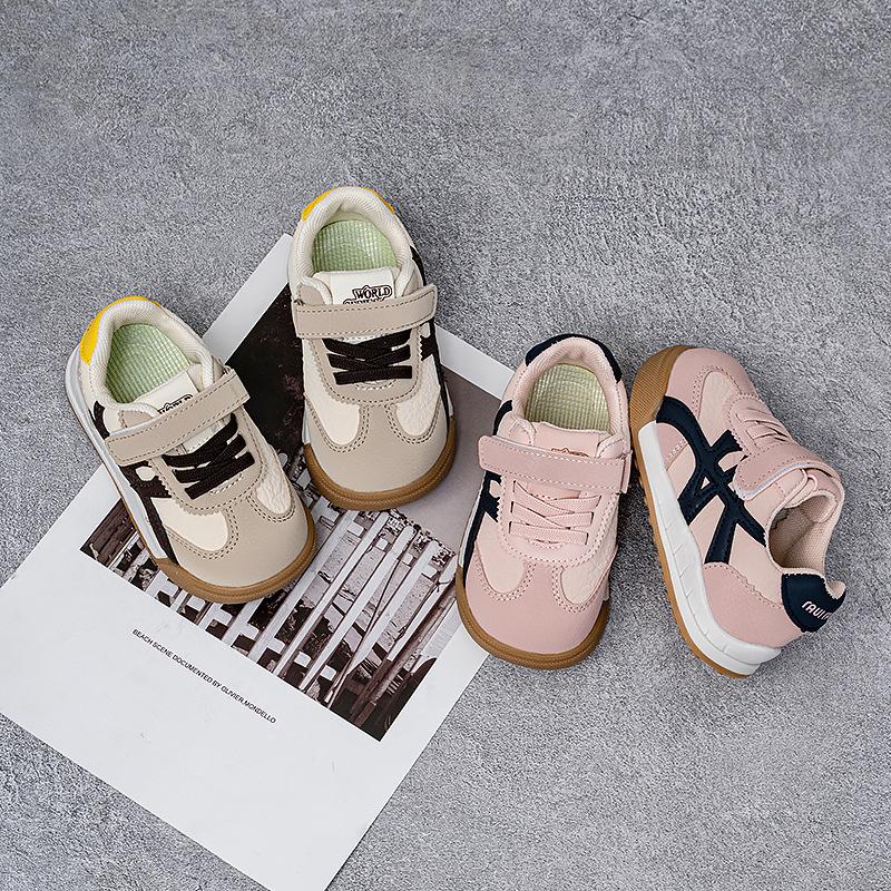 Spring & Autumn Kids' Leather Sneakers: Soft Sole, Anti-Kick, for Boys & Girls