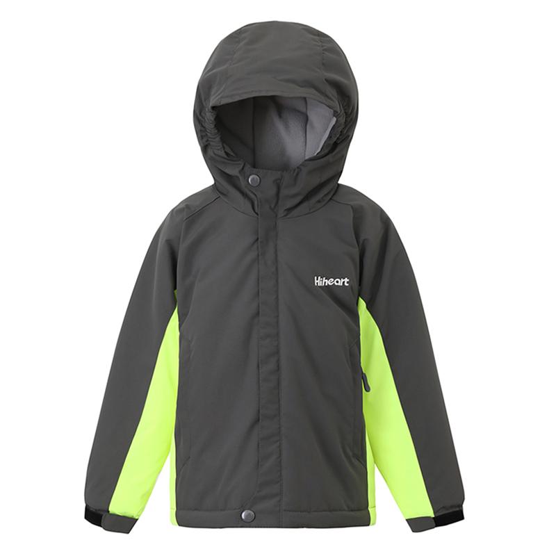 Gutter Skijakke Høst bomull Polstret jakke Hette Vanntett Vindtett Barn Vinter Varm Frakk Fleece Snowboard