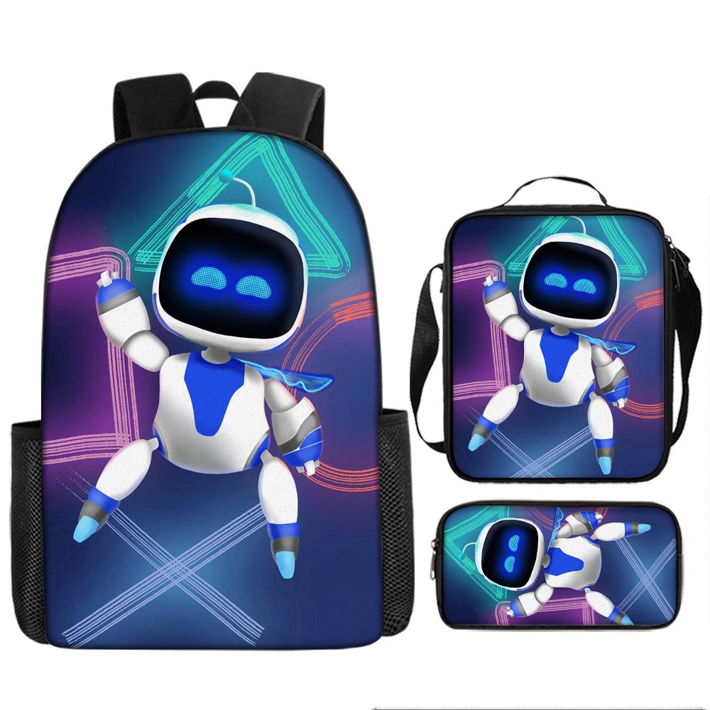 Cosmic Robot Peripheral Backpack, Youth and Primary School Students Schoolbag, Pencil Bag 3-piece Set