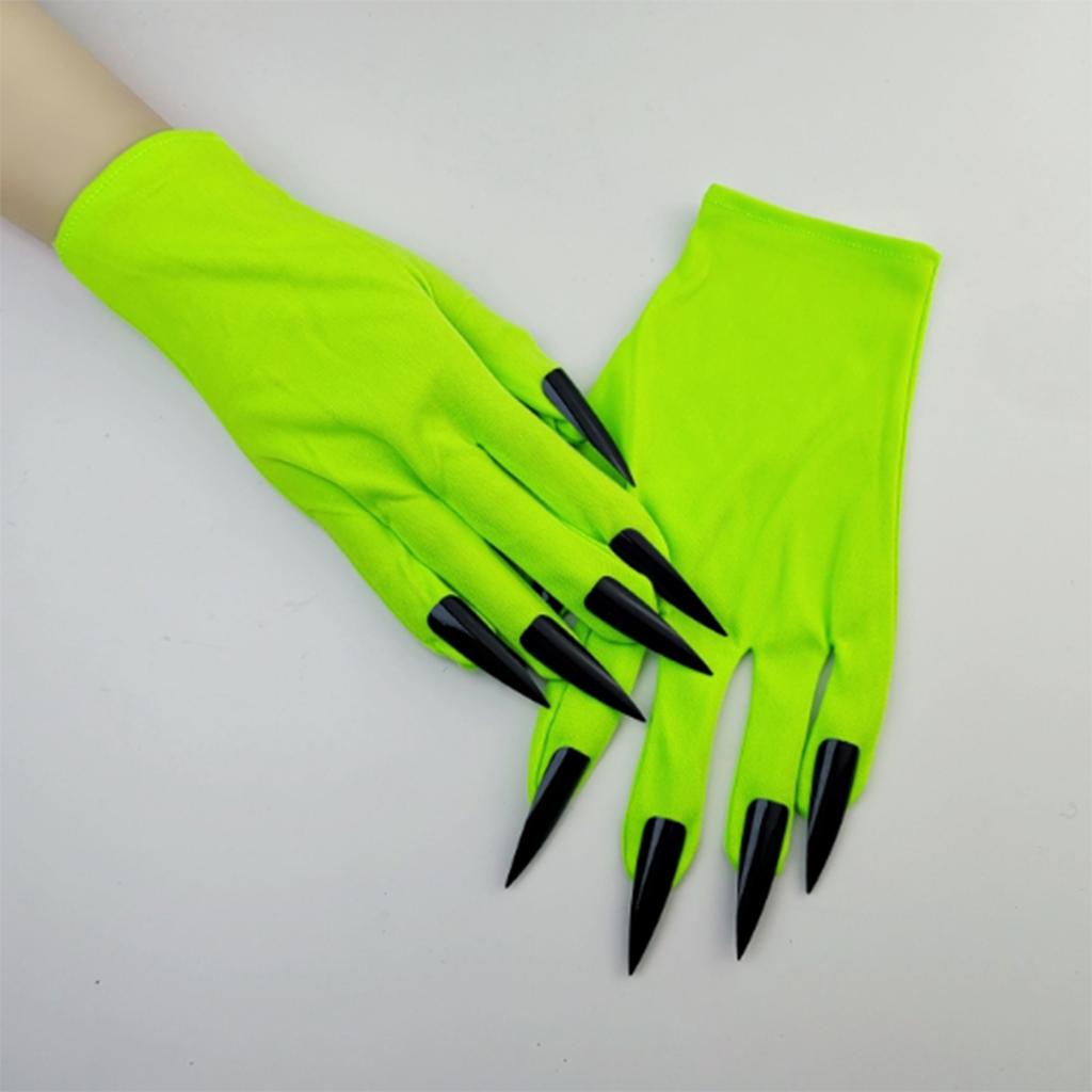 Spooky Long Fingernail Gloves for Halloween Party and RolePlay Game Comfortable Short Cuffs Gloves for Formal Occasion