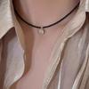 Black Spinel Pearl Collarbone Chain Simple Retro Necklace Women's Light Luxury Niche Beaded Choker Neck Chain Accessories