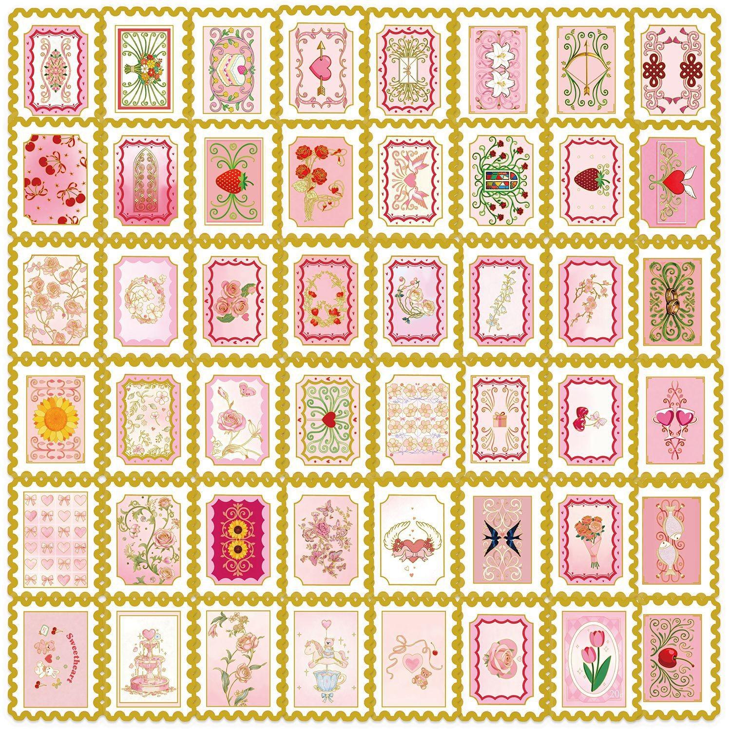 

50PCS Retro Love Stamp Stickers Love Themed Gold Foil Decal Valentine s Day Hot Foil Sticker DIY Laptop Scrapbooking Decorative