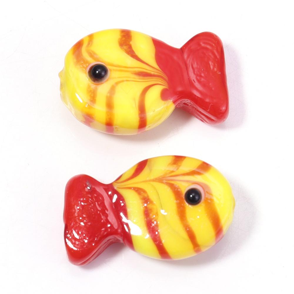 2pcs 13X20mm Lampwork Fish Beads Cute Animal Glass Loose Spacer Beads For Jewelry Making DIY Bracelets Necklace Accessories